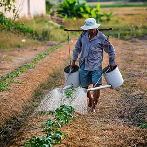 Photo of a man watering garden - this global corporate foundation have a lot of information that needs to be stored, tracked, and reported on
