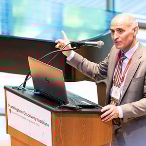 Photo of speaker at a Harrington Discovery Institute event - SmartSimple, a grants management partner