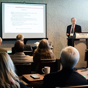 Photo of a talk at Harrington Discovery - SmartSimple implementation team ensured milestones were reached