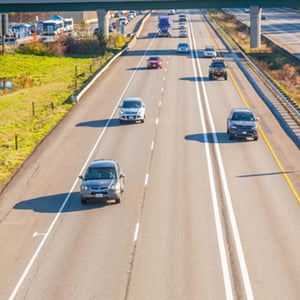 Bird's eye view of highway traffic