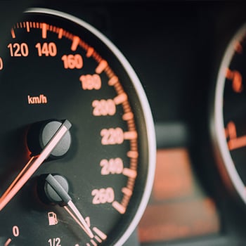Close up of a car's speedometer