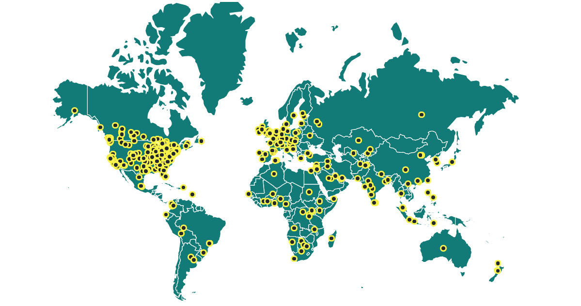 SmartSimple's global footprint map