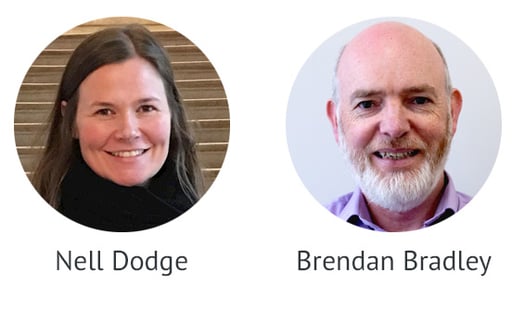 Headshots of Nell Dodge and Brendan Bradley