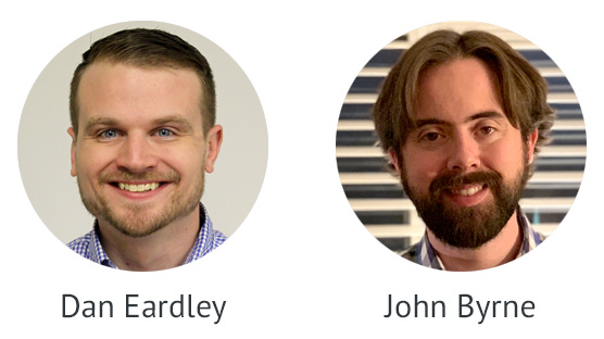 Headshots of Dan Eardley and John Byrne