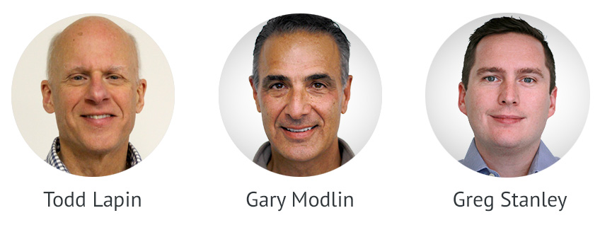 Headshots of Todd Lapin, Gary Modlin, and Greg Stanley