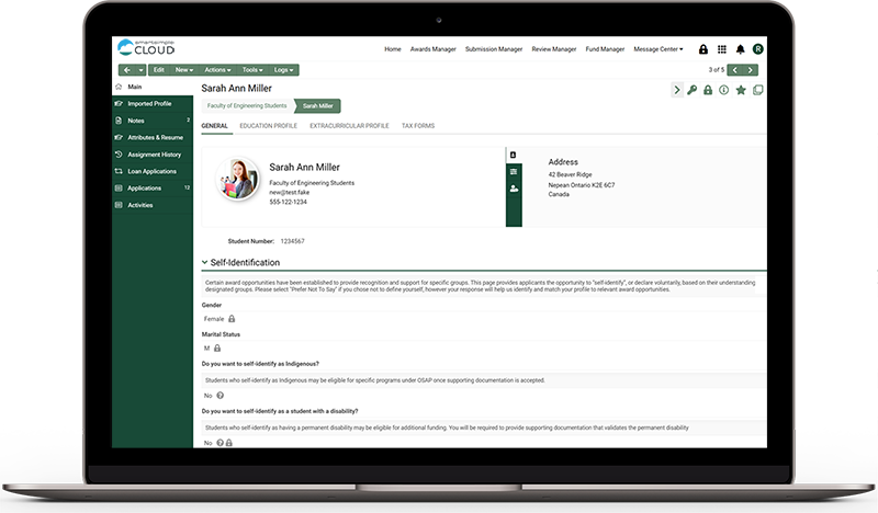 Self identification in SmartSimple Cloud