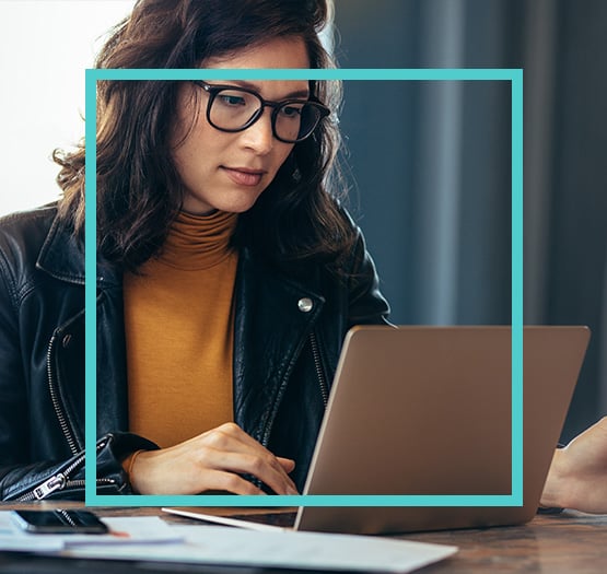 Woman working on laptop