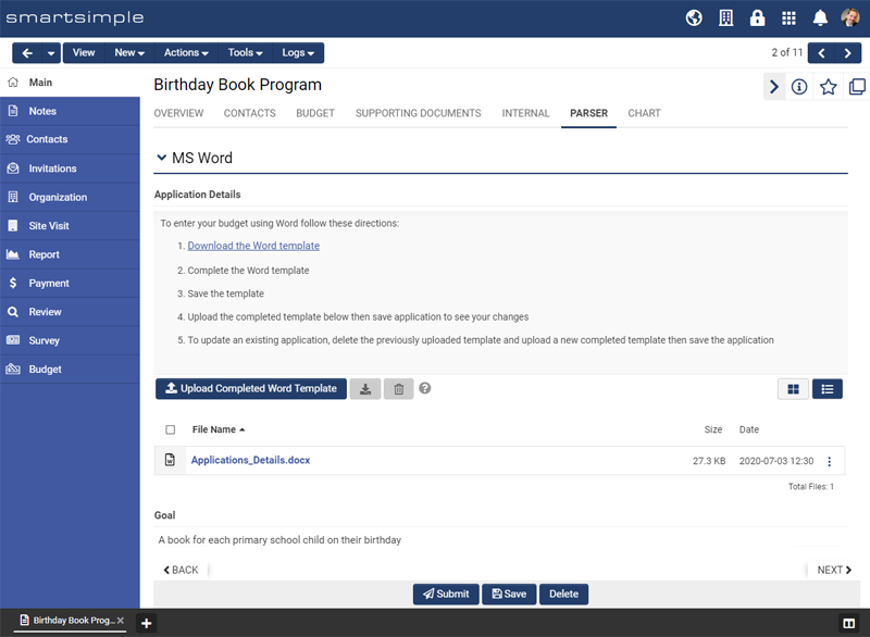 SmartSimple's Word Parser