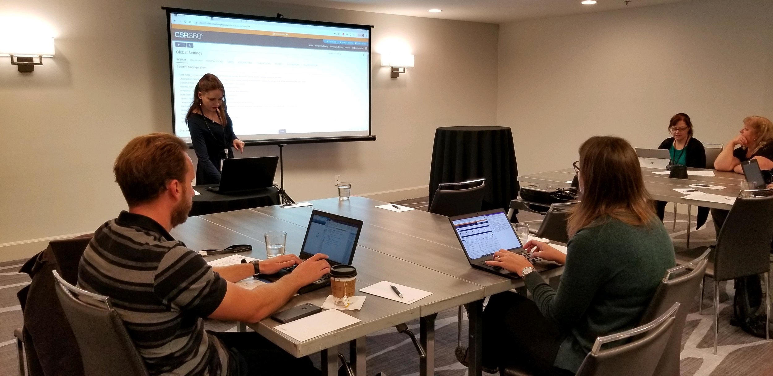 SmartSimple's Technical Learning Specialist, Sharon Courtney, presenting on how to effectively train new staff members on our platform at Block Party Nashville
