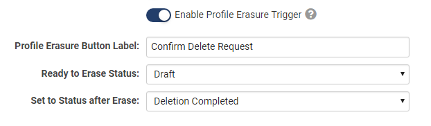 Screenshot of Personal Data Erasure Feature