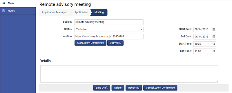  Screenshot of Zoom Integration 