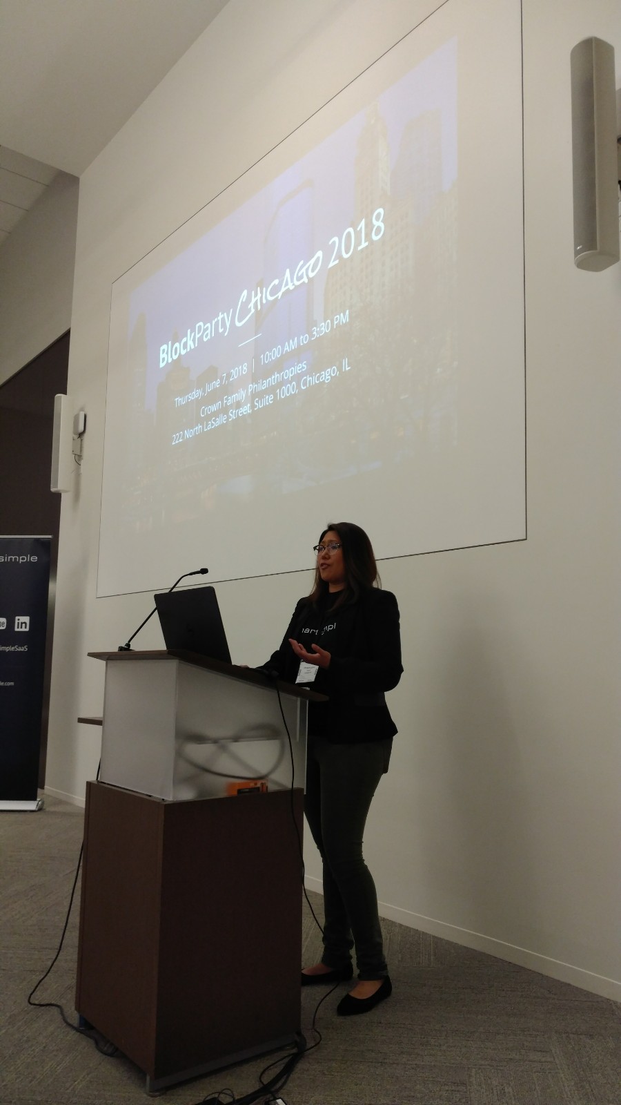 SmartSimple's Marketing Specialist, Claudine Ting facilitating the event. Photo by Todd Lapin, Director of Strategic Accounts